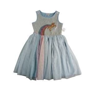 Zenzi Dress Unicorn Girls Large (10-12) Blue Sparkle Tulle Twirl Fancy NWT